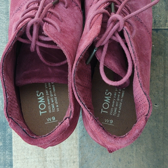 Toms Lunata Oxblood Burnished suede Block heel Bootie sz 9 EU 40 - Picture 4 of 15